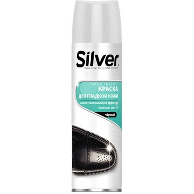 Спрей-краска восстановитель Silver для гладкой кожи черная +20%  