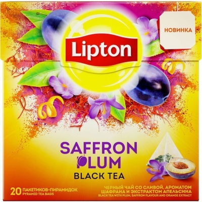 Чай Липтон Saffron Plum со сливками, аромат шафрана, экстрактом апельсина 20 пир.