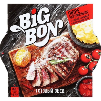 Пюре Big Bon MAX с кусочками тушеной говядины + соус По-домашнему