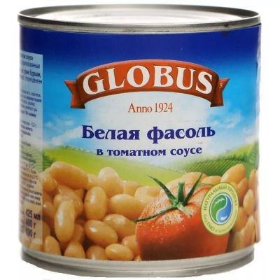 Фасоль белая в томатном соусе Globus