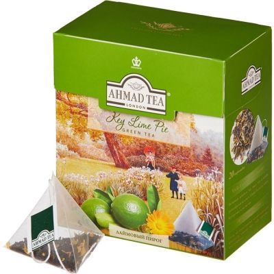 Чай Ahmad Tea пирамидки Лаймовый пирог зеленый 20 пак.