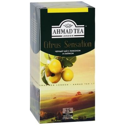 Чай Ahmad Tea с ароматом лимона и лайма Цитрус Сенсейшн 25 пак с/я в к/фольги
