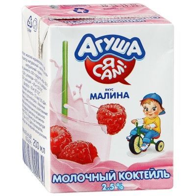 Молочный коктейль Агуша 2,5% малина
