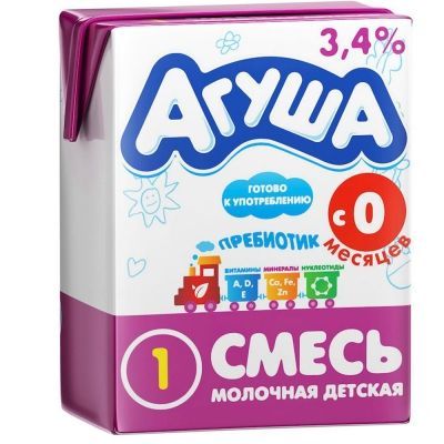 Смесь десткая молочная с пребиотиками Агуша-1 3,4% с 0 до 6 месяцев