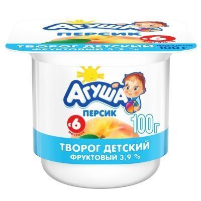 Творог Агуша персик 3,9% ванна