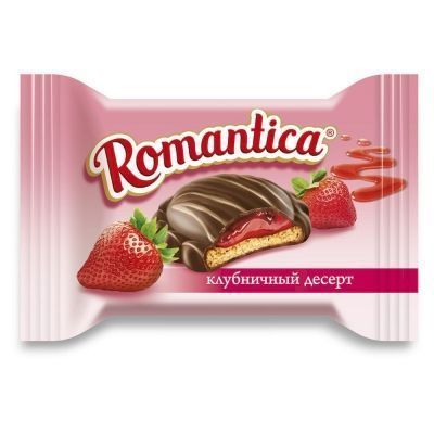 Десерт Романтика клубничный на печенье