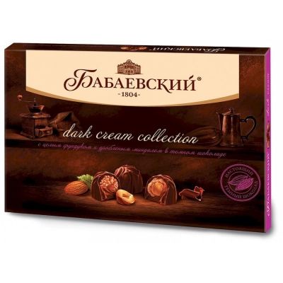 Набор конфет Бабаевские DarkCream collection целый фундук и дробленый миндаль