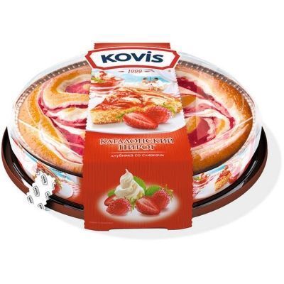 Пирог бисквитный Kovis с начинкой клубника со сливками