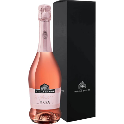 Вино игристое Вилла Санди Иль Фреско Розе розовое брют (Villa Sandi Il Fresco Rose Vino Spumante Brut Rosato), 9-15 % в подарочной упаковке