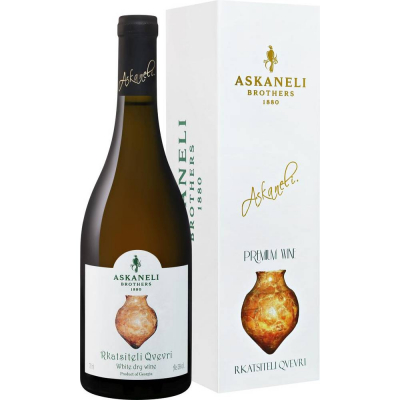Вино столовое Братья Асканели Ркацители Квеври белое сухое, 13% в подарочной упаковке