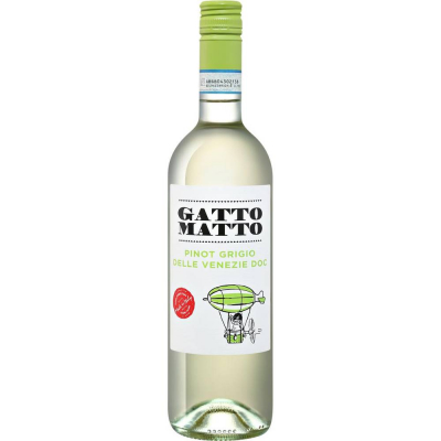 Вино Гатто Матто Пино Гриджо делле Венеция 2018 белое сухое (Gatto Matto Pinot Grigio delle Venezie DOC), 9-15 %