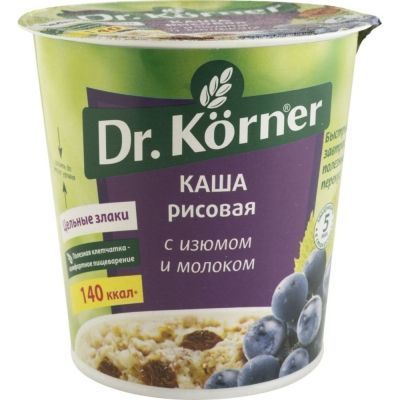 Каша быстрого приготовления Dr.Korner Рисовая с изюмом и молоком