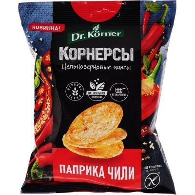 Чипсы Dr.Korner цельнозерновые кукурузно-рисовые с паприкой и чили