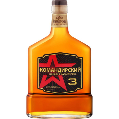 Российский коньяк трехлетний Командирский (фляга), 40 %