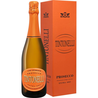 Вино игристое Тинтонелли Просекко Спуманте Экстра Драй белое сухое в подарочной упаковке (TINTONELLI PROSECCO DOC SPUMANTE EXTRA DRY in gift box), 11 %