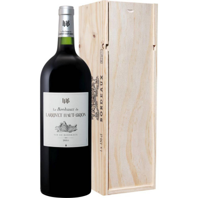 Вино Ларриве О - Брион Бордо 2015 красное сухое в деревянной подарочной упаковке (Larrivet Haut-Brion rouge 2015 wooden gift box), 9-15 %