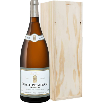 Вино Шабли Премье Крю Монмэйн 2015 белое сухое в деревянной подарочной упаковке (Chablis Premier Cru Montmains), 9,0-15,0 %