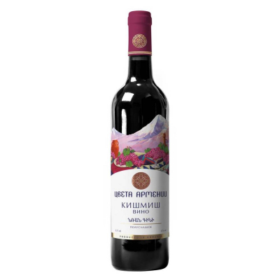 Вино Цвета Армении Кишмиш столовое красное полусладкое, 12 %