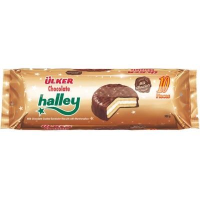 Печенье-сэндвич Halley покрытое молочным шоколадом с маршмэллоу