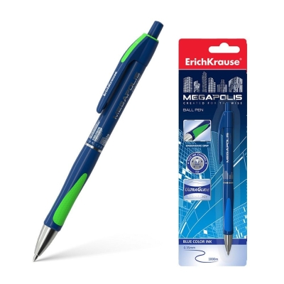 Ручка шариковая автоматическая ErichKrause MEGAPOLIS Concept цвет чернил синий (в упаковке 1 шт)