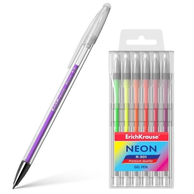 Ручка гелевая ErichKrause R-301 Neon (в упаковке 6 шт.)