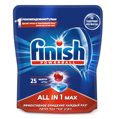 Таблетки для мытья посуды FINISH All in1 Max в посудомоечной машине 25 шт.