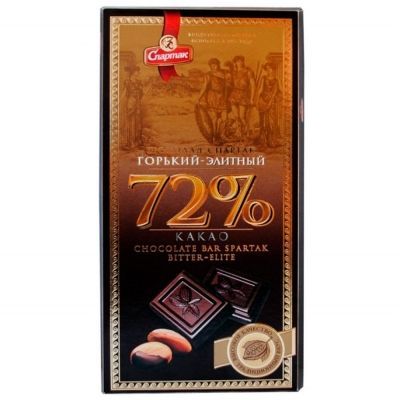 Шоколад Спартак горький элитный 72% пенал