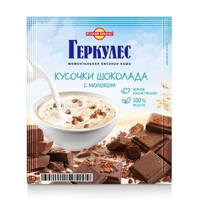 Овсяная каша моментального приготовления Русский продукт Геркулес с шоколадом и молоком