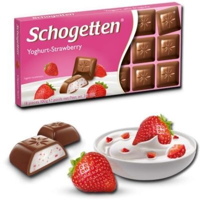 Шоколад молочный Schogetten YOGHURT-STRAWBERRY с начинкой клубничный йогурт