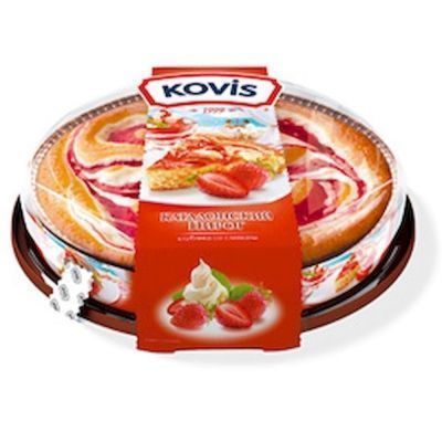 Пирог бисквитный Kovis с сливочной и фруктово-ягодной клубничной начинкой