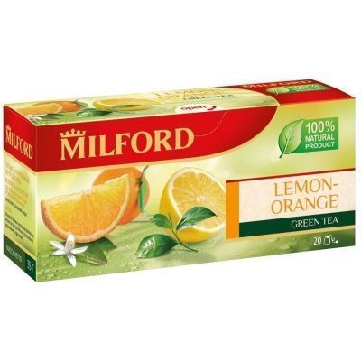 Чай Милфорд зеленый Лимон - апельсин 20 пак.