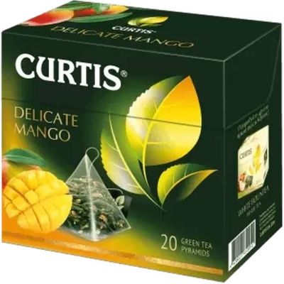 Чай Кёртис Нежный Манго зеленый ароматизированный с кусочками манго 20 пирам.