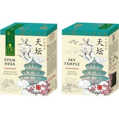 Чай Зеленая Панда Храм Неба зеленый байховый китайский крупнолистовой Ганпаудер