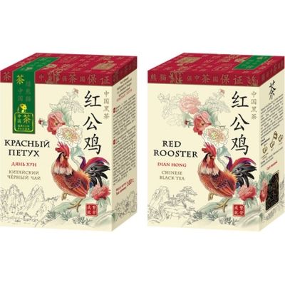 Чай Зеленая Панда Красный Петух черный байховый китайский крупнолистовой Дянь Хун карт