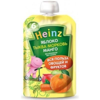 Пюре Хайнц Яблоко, морковь, тыква, манго п