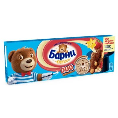 Пирожное бисквитное Медвежонок Барни DUO вкус ванили и клубники