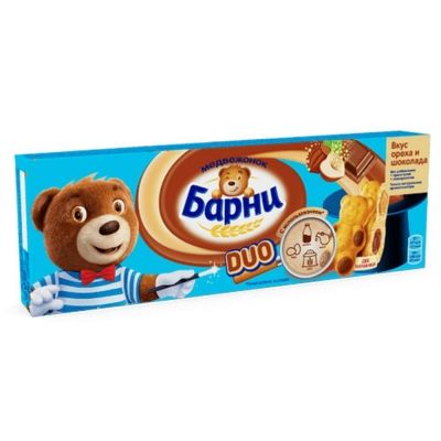 Пирожное бисквитное Медвежонок Барни DUO вкус ореха и шоколада
