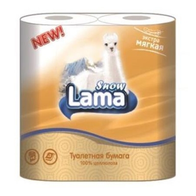 Туалетная бумага Snow Lama 2 слоя 4 рулона персиковая