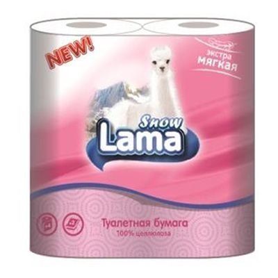 Туалетная бумага Snow Lama 2 слоя 4 рулона розовая