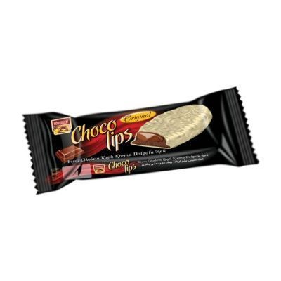 Бисквит шоколадный Saray Сhoko Lips покрытый белым шоколадом с начинкой из натурального шоколада