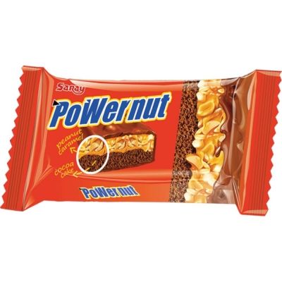 Бисквит шоколадный Saray Powernut покрытый молочным шоколадом с прослойкой из орехов и мягкой карамели
