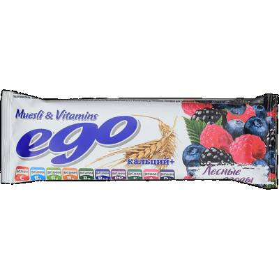 Батончик мюсли БАД Ego Лесные ягоды с кальцием и витаминами в йогуртовой глазури