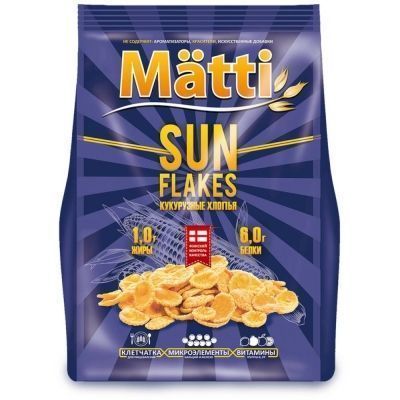 Хлопья Matti Sun Flakes кукурузные в сахарной глазури флоупак