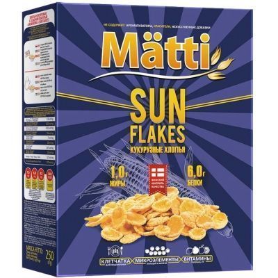 Хлопья Matti Sun Flakes кукурузные пачка
