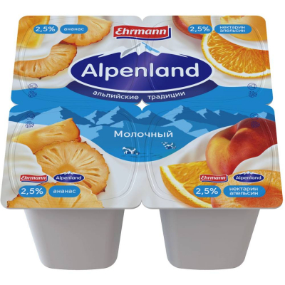 Продукт йогуртный Alpenland молочный 2,5% Ананас/Нектарин-апельсин