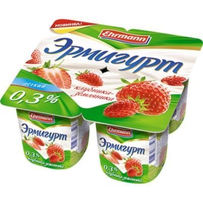 Продукт йогуртный Эрмигурт легкий 0,3% Клубника-Земляника