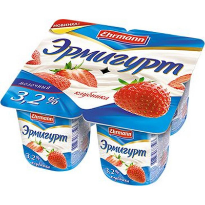 Продукт йогуртный Эрмигурт молочный 3,2% Клубника