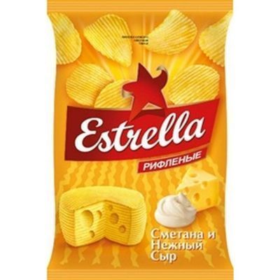 Чипсы картофельные Estrella рифленые со вкусом сметаны и сыра