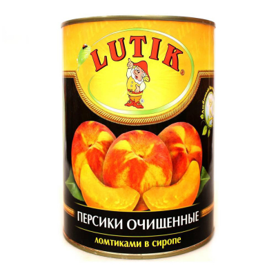 Персики Lutik очищенные ломтики в сиропе ж/б