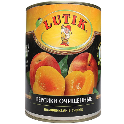 Персики Lutik очищенные половинки в сиропе ж/б